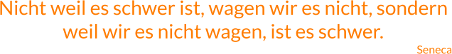 Nicht weil es schwer ist, wagen wir es nicht, sondern weil wir es nicht wagen, ist es schwer. Seneca
